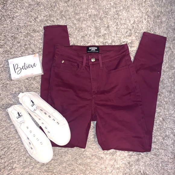 Denizen from Levi's Pants - Burgundy Levi Skinnies